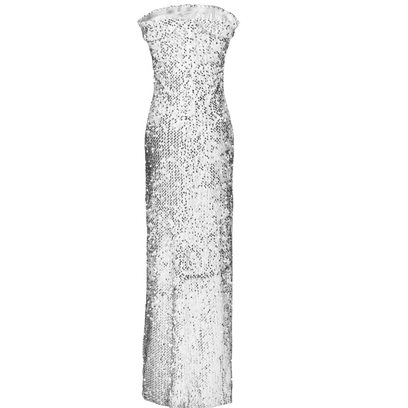 Synthetic Knit Glitter Maxi Dress - runwayfashionista.com