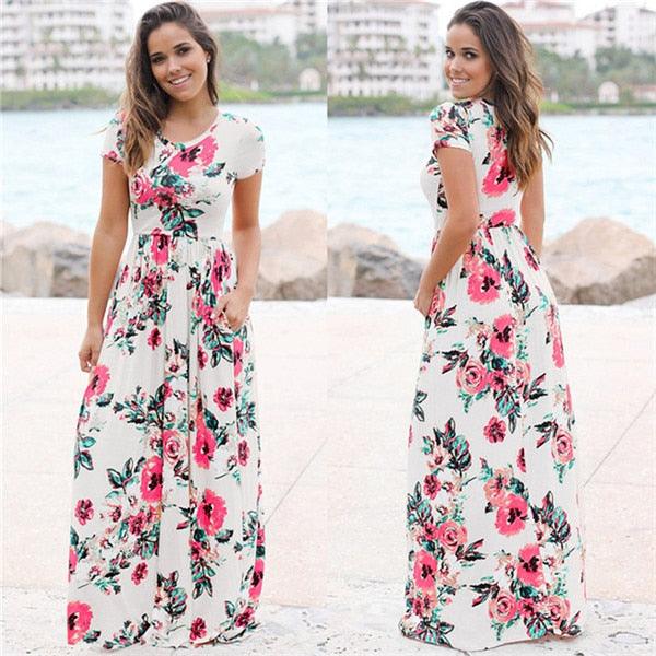 Floral Print Boho Evening Maxi Dress - runwayfashionista.com