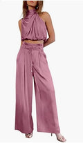 Casual sleeveless top, wide leg pants set - runwayfashionista.com