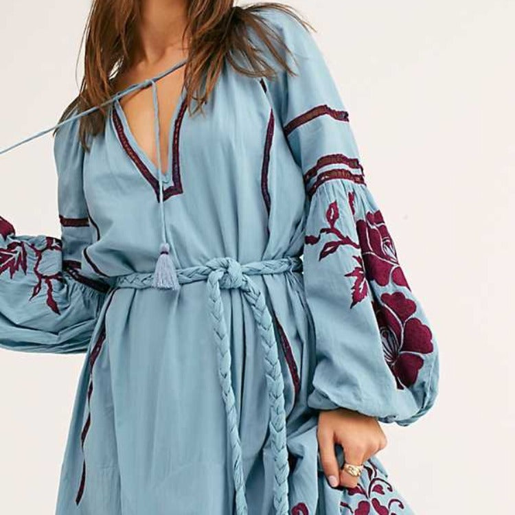 Bohemian Lantern Long Sleeve Dress