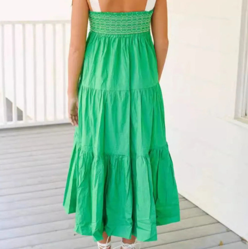 Tiered Tie Shoulder  Dress - runwayfashionista.com