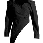 Irregular Lapel and Waist Cinching Top