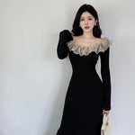 Asymmetric Knitted Midi Statement Dress