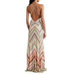 A sleeveless multicolor floral bodycon midi dress with pullover closure from Runwayfashionista.