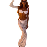 Turn heads with this bold three-piece bikini set designed to stand out at the beach or pool.