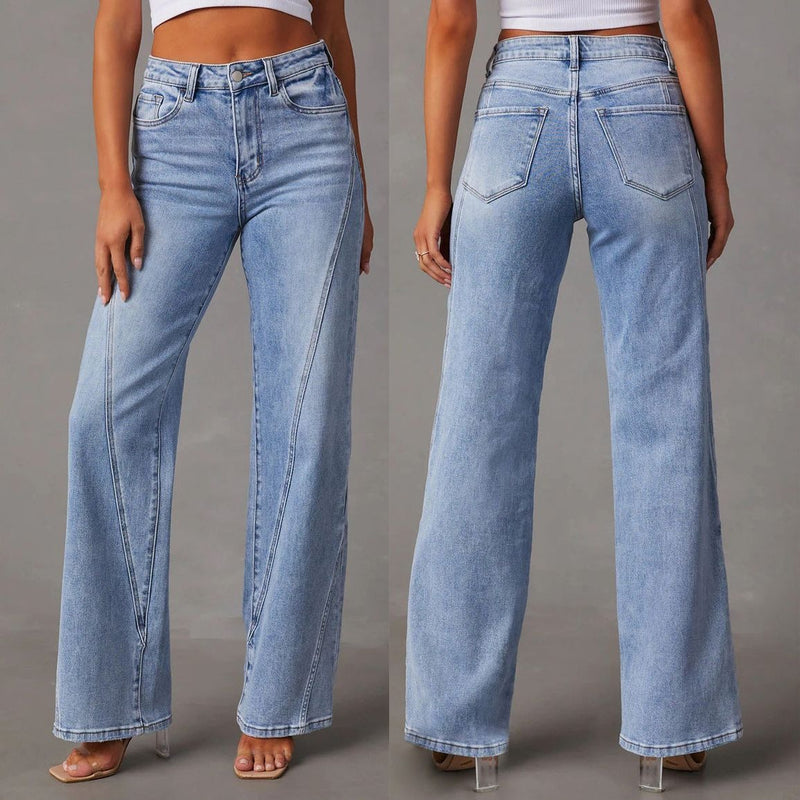 Loose patchwork wide leg jeans - runwayfashionista.com