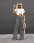 Corduroy High Waist Casual Pants - runwayfashionista.com