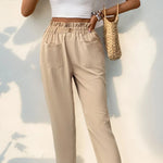 Frill High Waist Pants with Pockets - runwayfashionista.com