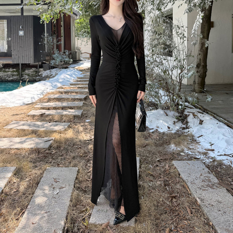 The Deep V Midi: Daring Pleats, Bold Style