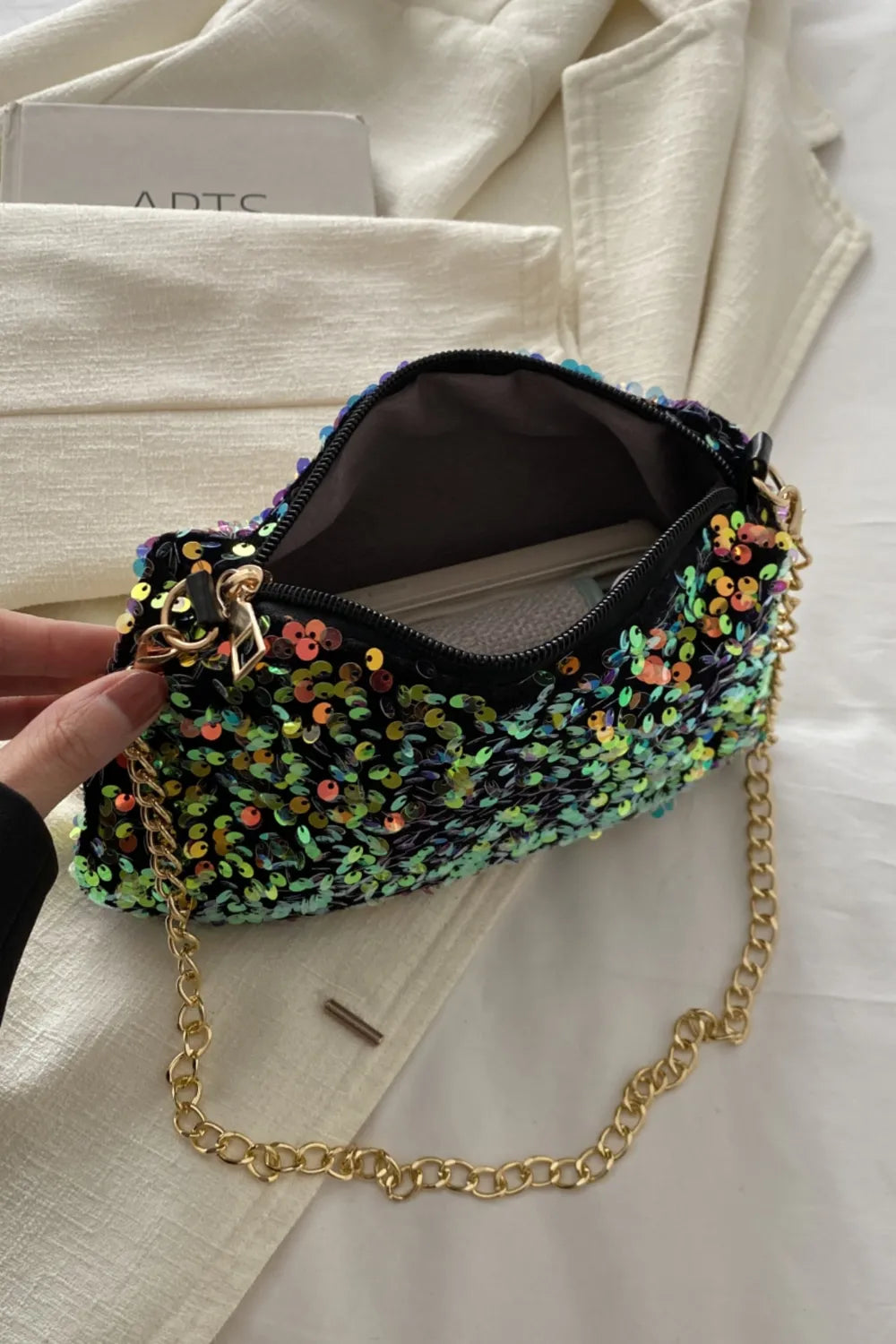 Sequin Removable Strap Shoulder Bag - Stylish & Versatile - runwayfashionista.com