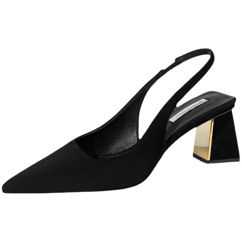 Slingback Pointed Toe Block Heels