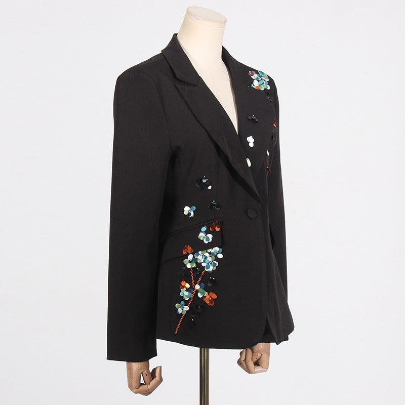 Elegant V-neck Sequined Jacket