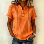 Striped Short-Sleeve Shirts - orange
