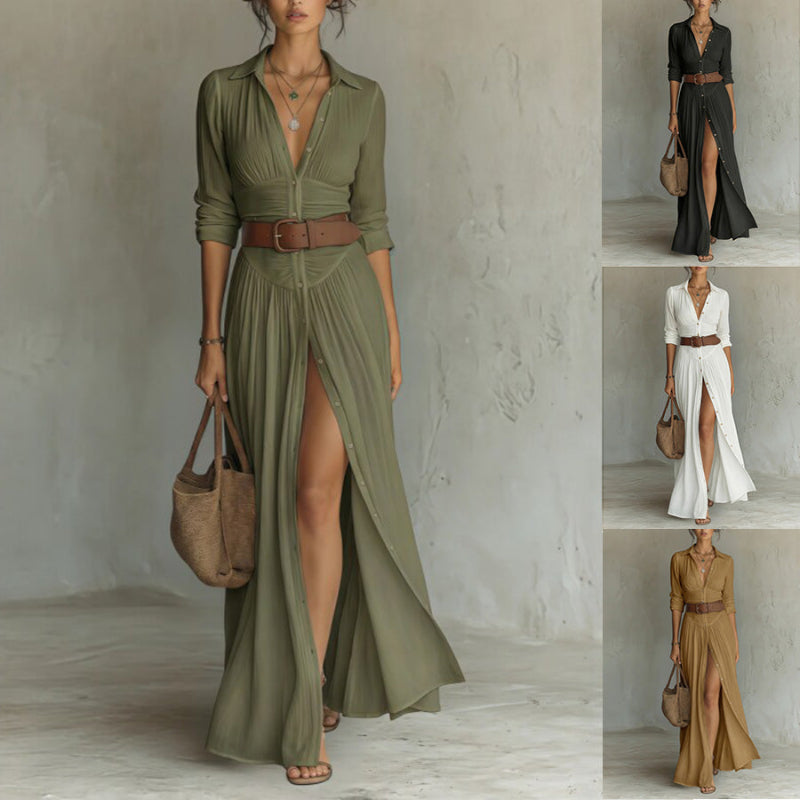 V-Neck Maxi Dress with High Side Split
