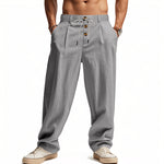 Breathable Cotton Linen Loose Pants - grey
