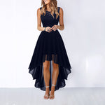Lace Patchwork Chiffon Dress - black