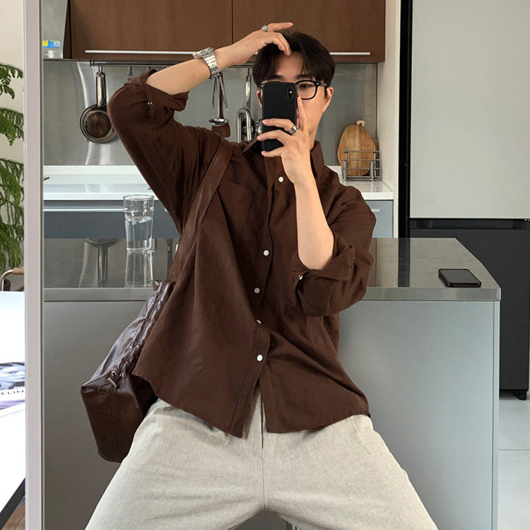 Cotton And Linen Long-sleeved Shirt