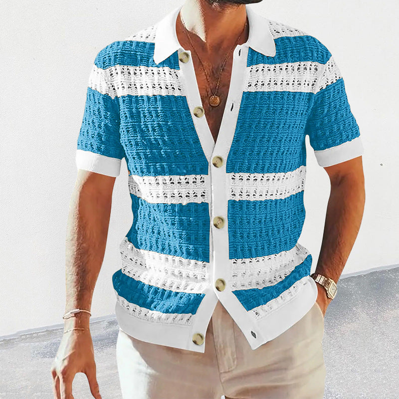 Men's Polo Neck Short Sleeve Shirts - blue