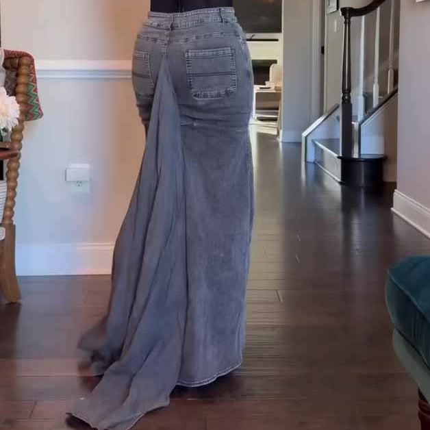 Denim Bodycon Maxi Skirt