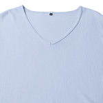 Men's Textured V-Neck Long Sleeve Top - light blue 