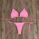 2pcs Halterneck Lace-up Bikini