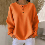 Ins Waffle Long-sleeved T-shirt - orange