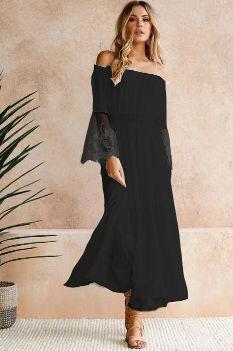 Bohemian Off Shoulder Maxi Dress - runwayfashionista.com