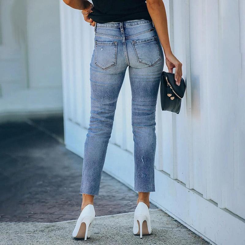 High Waist Stretch Streetwear Vintage Jeans - runwayfashionista.com