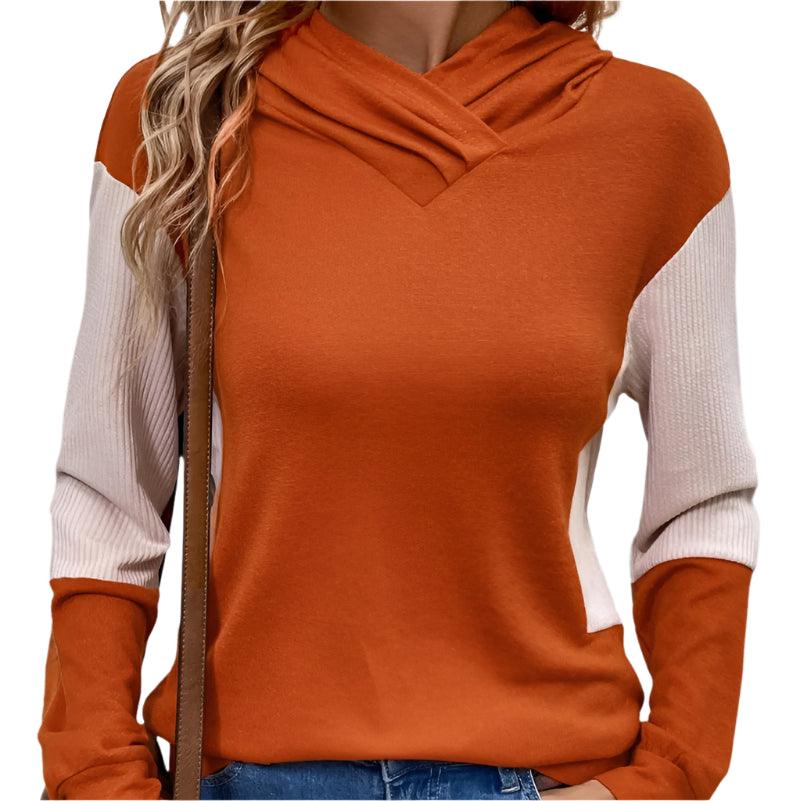 Contrast long sleeve hoodie - rynwayfashionista.com
