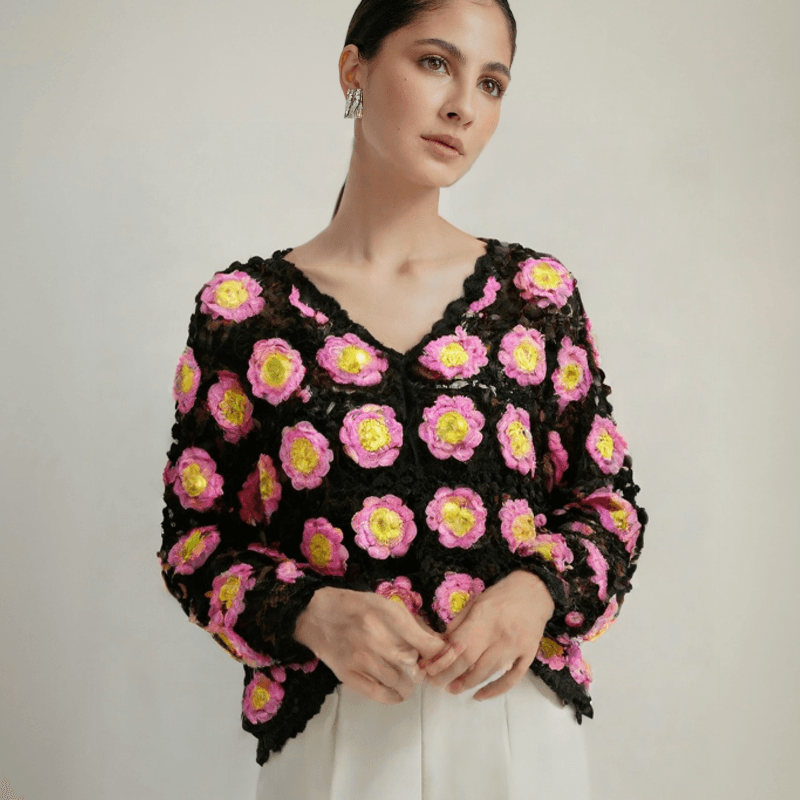 V-Neck Temperament Long Sleeved Sweater