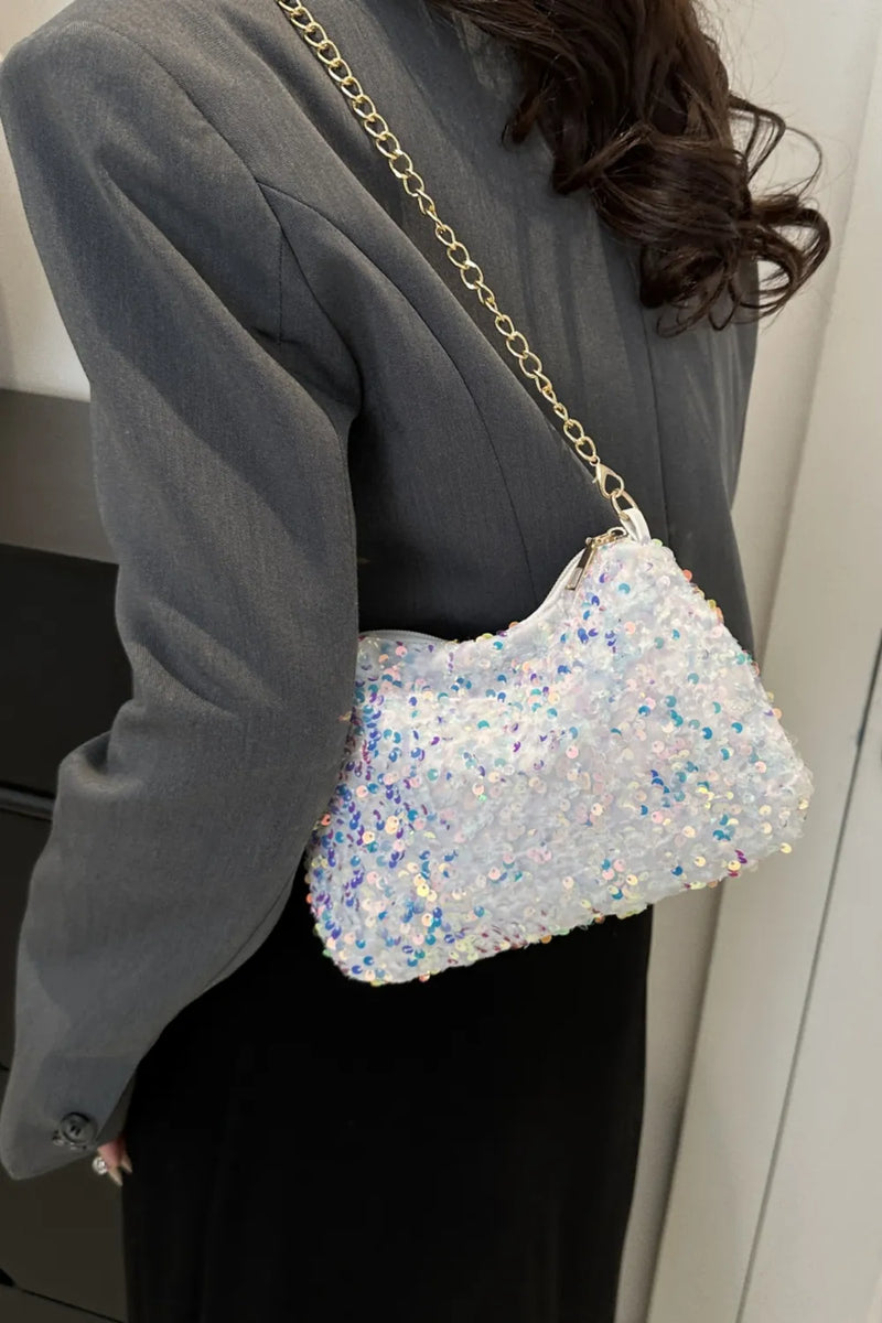 Sequin Removable Strap Shoulder Bag - Stylish & Versatile - runwayfashionista.com