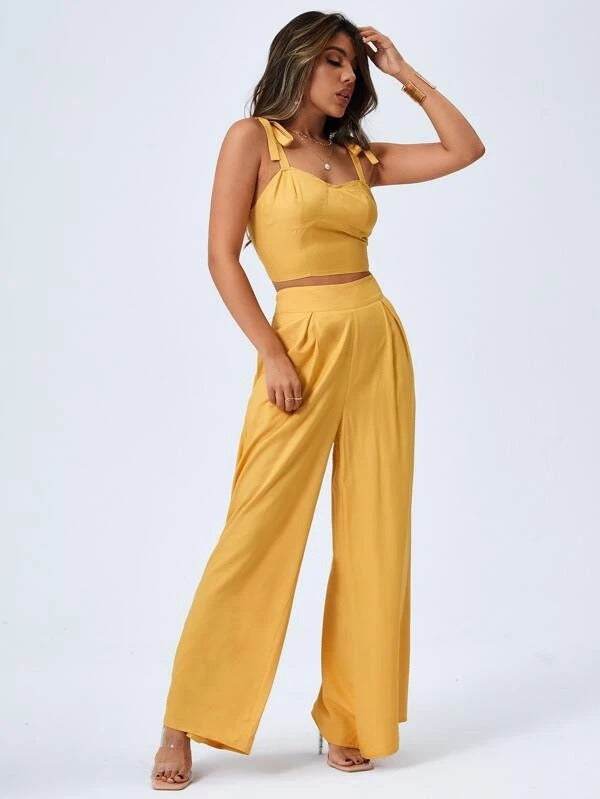 Wide Leg Casual Pants Two Piece Set - runwayfashionista.com