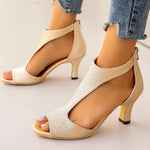 Dressy Open Toe Fish Mouth High Heels - beige