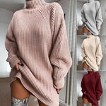 Ribbed Turtleneck Sweater Dress