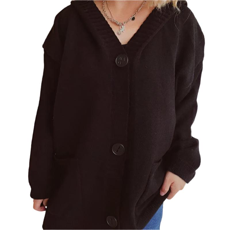 V-neck knitted cardigan - runwayfashionista.com