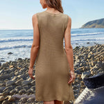 Pocketed Slit V-Neck Sleeveless Dress -runwayfashionista.com