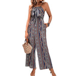 Python Print Suspenders Wide Leg Jumpsuit - runwayfashionista.com