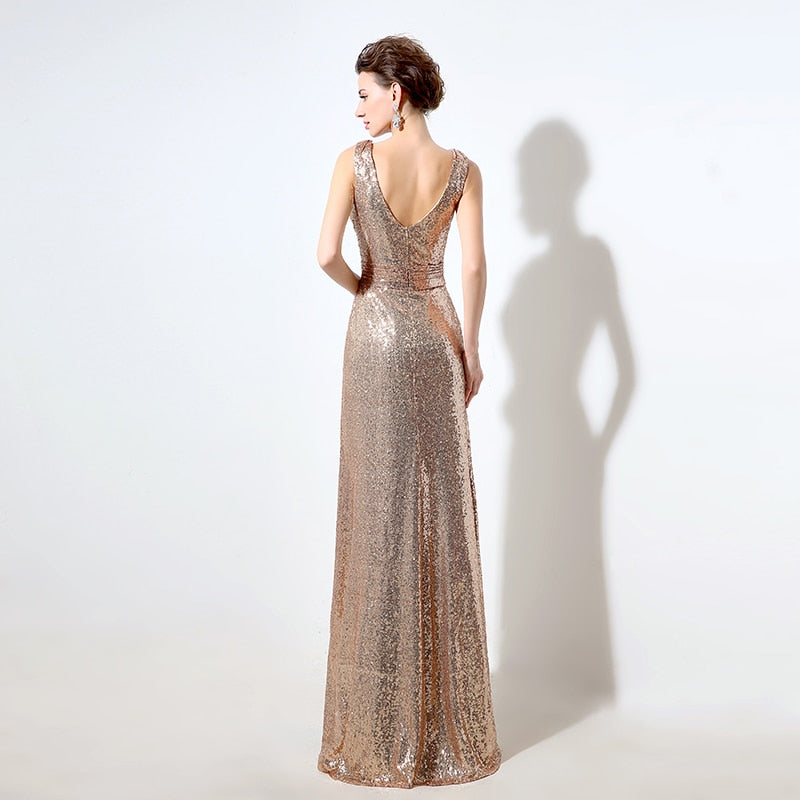 Rose Gold Sequin Bridesmaid Dresses - runwayfashionista.com