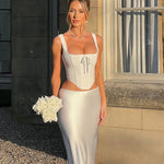 Square Collar Sleeveless Strap Backless Fishbone Corset Top