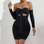 Long Sleeved Chest Wrapped Dress