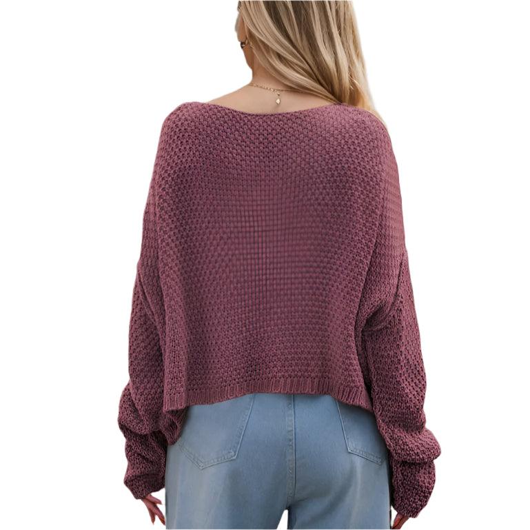Round neck drop shoulder sweater - rnwayfashionista.com