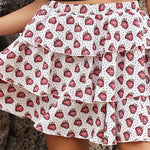 Layered Printed Mini Skirt - white