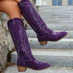 Chic Point Toe Block Heel Boots - runwayfashionista.com