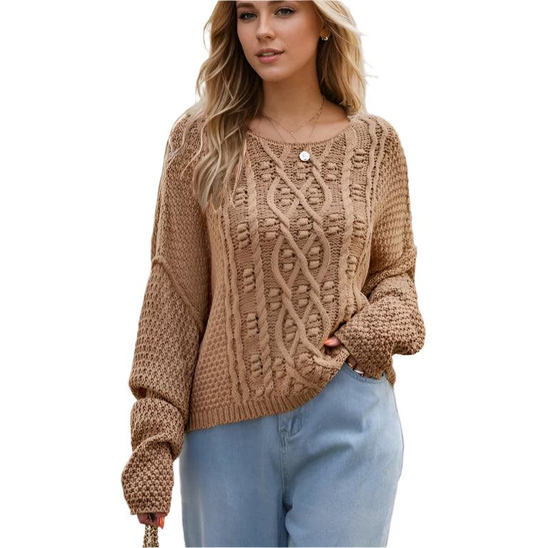 Round neck drop shoulder sweater - rnwayfashionista.com