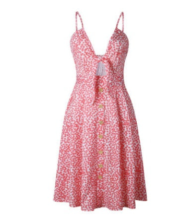 Tie-Front Button-Down Midi Dress -mpink