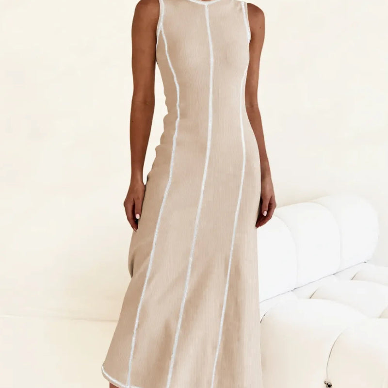 Contrast Stitching Maxi Tank Dress