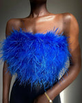 Fluffy Fur Tube Top - runwayfashionista.com