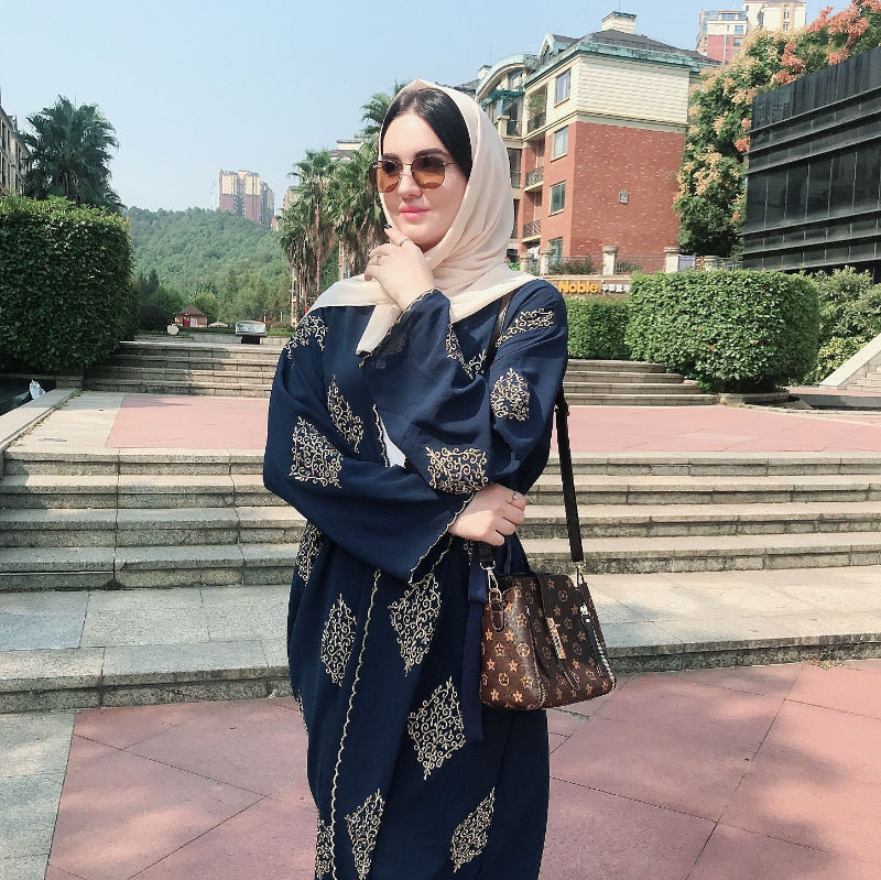 Vintage Embroidered Strappy Coats - Navy Blue