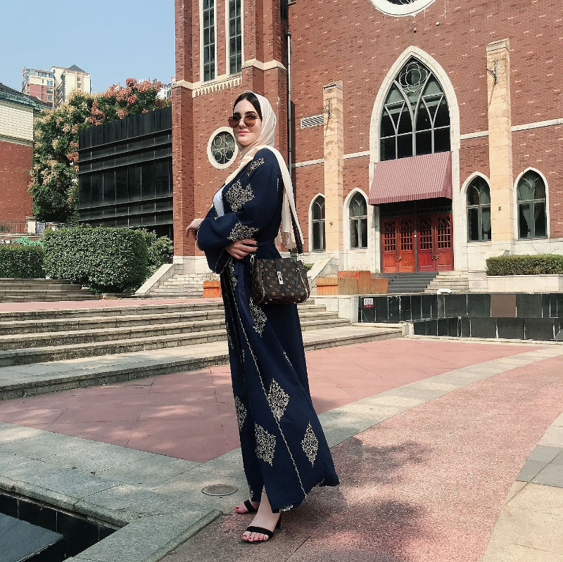 Vintage Embroidered Strappy Coats - Navy Blue