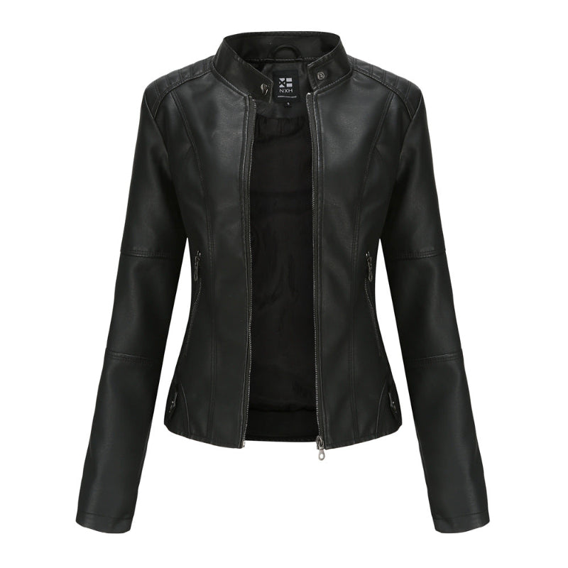 Zip-up Leather Jacket - back